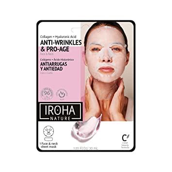Iroha Nature маска для лица и шеи, коллаген+гиалуроновая кислота